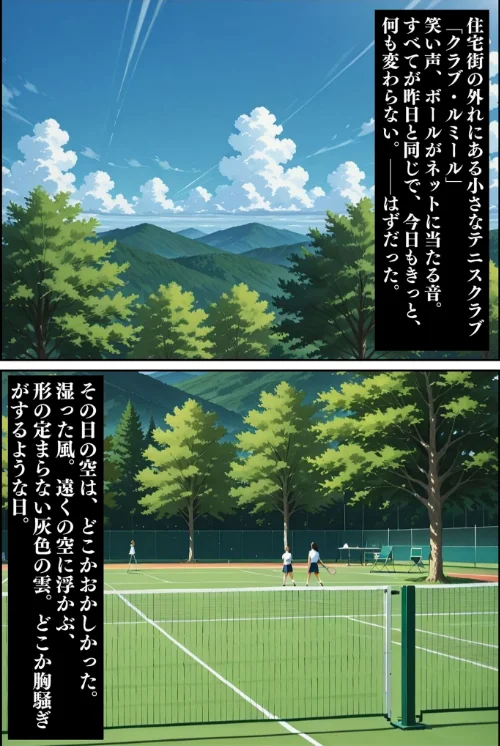 {エロ漫画}人妻ですが雌でした〜イきたくないのに醜顔アクメ テニスコーチが醜態晒した日〜 モザイク版/制作：Uスタス あいラビ/ 試し読みサンプル 3ページ目