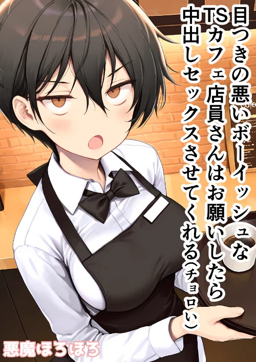 {エロ漫画}目つきの悪いボーイッシュなTSカフェ店員さんはお願いしたら中出しセックスさせてくれる（チョロい）【棒消し修正版】/制作：悪魔ほろほろ/ 試し読みサンプル 2ページ目