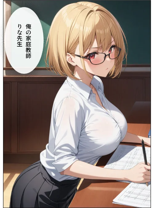 {エロ漫画}巨乳眼鏡家庭教師 快楽堕ちしたので中出ししてあげた【モザイク版】/制作：憧れ委員会/ 試し読みサンプル 2ページ目