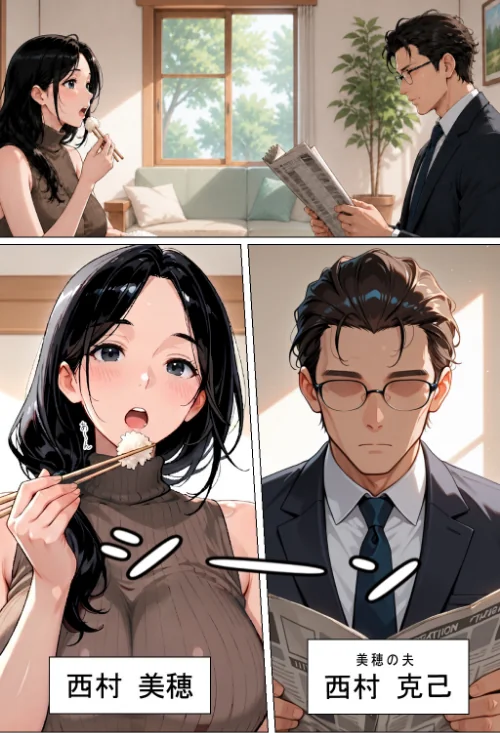 {エロ漫画}隣の新婚夫を淫乱人妻が寝取って種付けプレスされる話【棒消し修正版】/制作:ヒロインファクトリー/ 試し読みサンプル 2ページ目